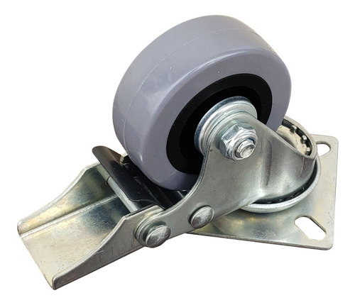 Imagen 6 de 9 de Rueda Giratoria Gris Pvc 50x18 Mm Con Doble Freno Buje Acero