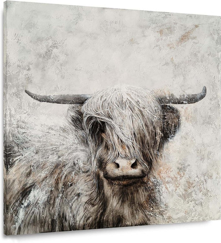 Highland Cow Canvas Wall Art Pintado A Mano Lovely Wild...