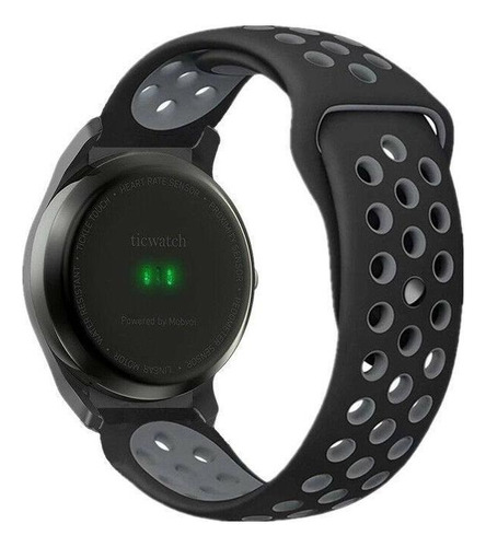 Correa De Reloj Deportivo De Silicona Suave De Liberación Rá Ancho 20 Color Negro/gris