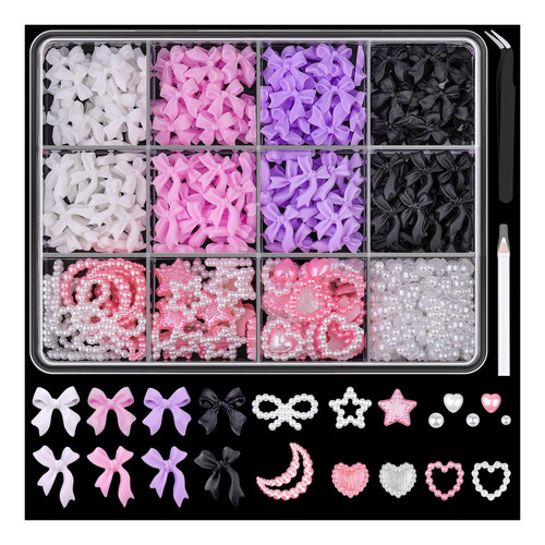 Conjunto De 600 Charms 3d Y Perlas Planas Para Uñas Con