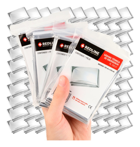 Sábana Térmica Aluminio Redline Manta Emergencia 100 Pack