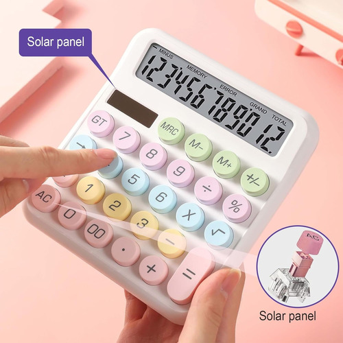 Calculadora Kawaii Solar Botones Grandes Color Pastel