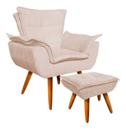 Imagem 1 de 3 de Poltrona Chaise Lounge Decorativa E Puff