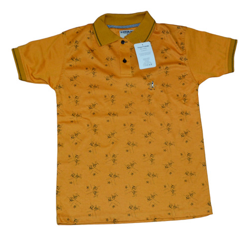 Camiseta Polo Amarilla Con Estampado