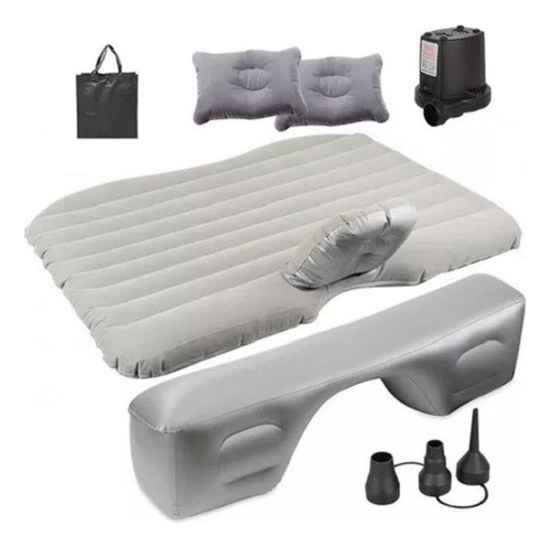 Colchon Inflable Auto Cama + Compresor + 2 Almohadas Camping