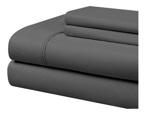 Imagen 1 de 9 de Juego De Sabanas Soft King Size Tacto Suave Color Gris Liso