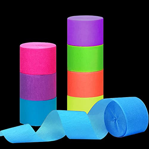 Tiras Papel Crepe Fluo Uv Reactiv 12 Rollos 4cm X 30m Surtid