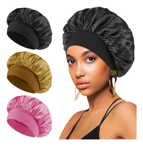 3 Gorros De Dormir De Satén Ajustables, Reutilizables, For