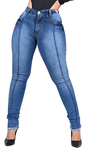 Calça Jeans Feminina Skinny Cós Alto Levanta Bumbum C/ Lycra