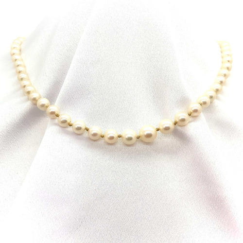 Cadena Collar Perlas Cultivadas Oro 18k Y Brillantes 57 Cm