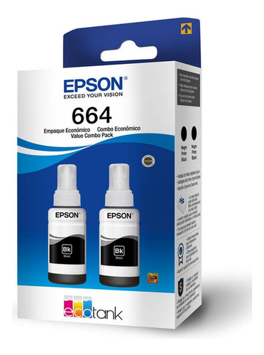 Pack De Botellas Tintas Epson T544 Ecotank - 2 Unidades, Neg