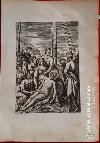 La Piedad. Grabado Johan Wierix. Verdussen. Amberes, 1715