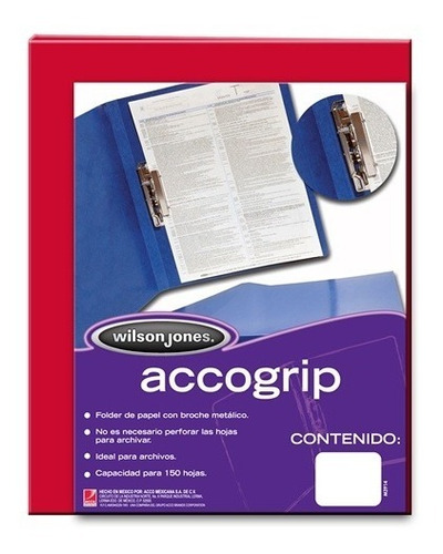 Folder De Papel Accogrip P0961 Carta Paq C/4 Rojo