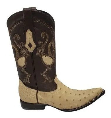 Botas cuadra de avestruz blancas 2025