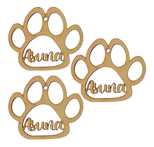 Esfera Personalizada Navidad Huella Perro Mascota Mdf 3 Pzas