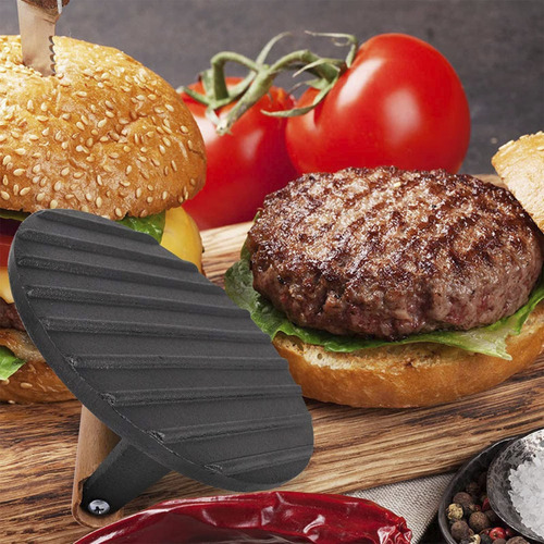 Prensa Redonda De Hierro Fundido 17 Cm Para Parrilla