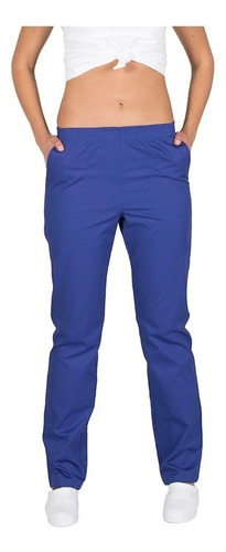 Pantalon Para Chef Unisex Azul Con Resorte Bolsillos T. Xl Diseño de la tela Español