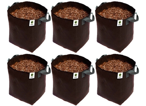 Maceta Tela Geotextil Eden 6u 10 Litros Growshop Grow