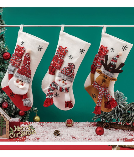 Calcetines Navideños 3d Papá Noel Reno Muñeco De Nieve