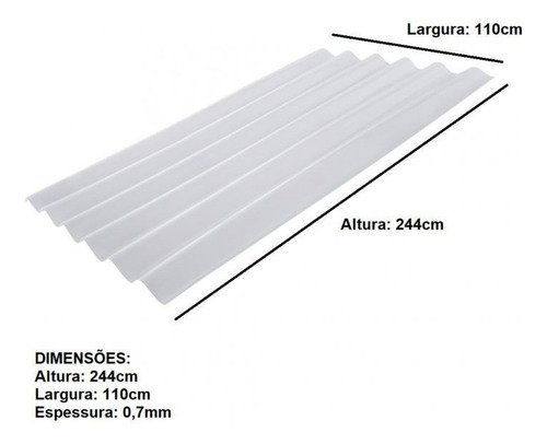 Kit Com 5 Telhas Policarbonato 244cm X 110cm
