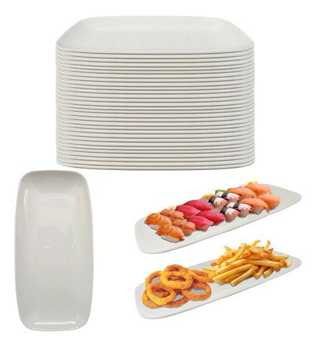 Travessa Retangular P/ Sushi E Finger Food Melamina 30 Un