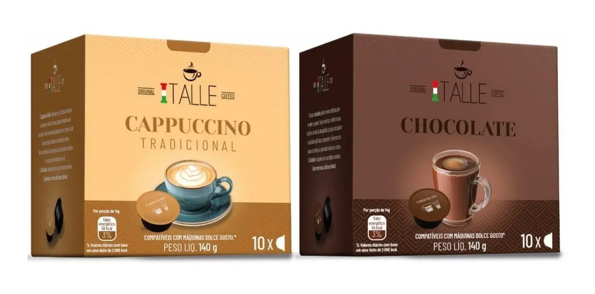 Capsula Compativel Dolce Gusto Capsulas Cappuccino Chocolate Café Italle 20 Capsulas