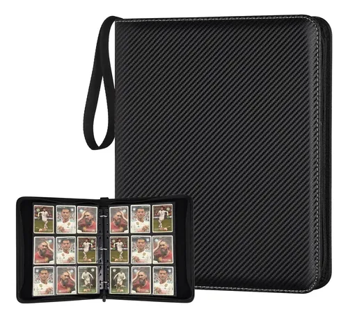 Álbum De Cartas Coleccionables WOOLUCK – 900 Bolsillos (50 Páginas), Fundas De PP, Cubierta De Cuero PU, Cierre Con Cremallera – Negro
