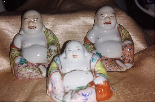 Antiguo Combo 3 Figuras Buda Porcelana. Envio Gratis