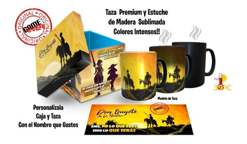 Don Quijote De La Mancha, Taza Magica Y Estuche De Madera