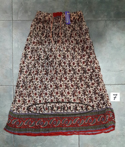 Pollera Falda Larga Bagru Hindú Estampado Talle Único Color