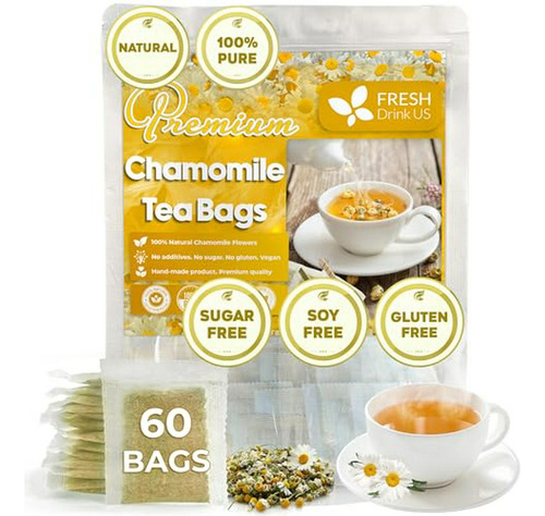 Infusión De Manzanilla 100% Natural, Sin Cafeína, Vegana