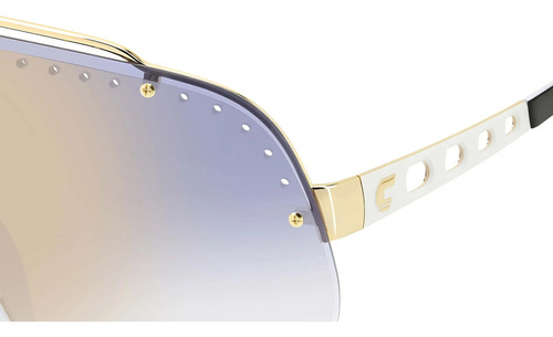 Lentes De Sol Carrera Flaglab 16 Ky2 Blue Gold 100% Autentic Lente Azul Claro Varilla Blanco Armazón Blanco Diseño Mascara