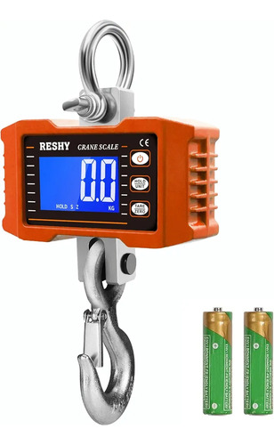 Balanza Para 1000 Kg Dijitales Pantalla Led Colgables +pilas Naranja