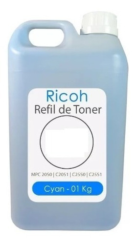 Toner Ricoh Mpc 2030 2050 2051 2550 2551 Refil Cyan 1kg