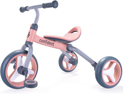 Triciclo Para Niños 4 En 1 Ajustable Color Rosa Marca Ygjt 