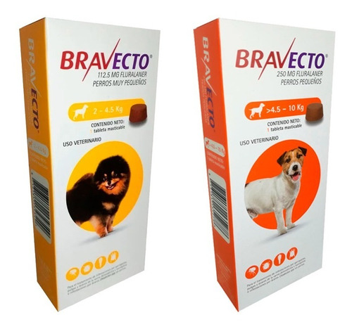 Antipulgas Bravecto 2 A 4.5 Kg + Bravecto 4.5 A 10 Kg - Pack