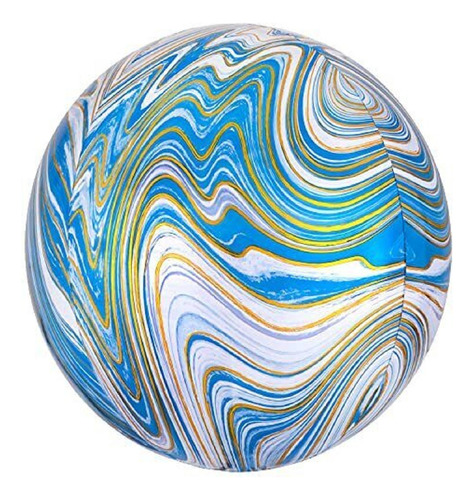 Globo Orbz Esfera Azul Oro Blue Marblez Met Burbuja Helio