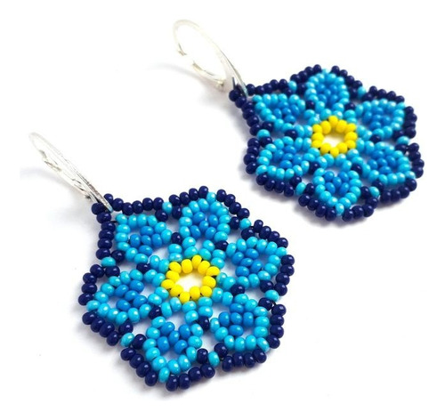 Aretes En Mostacilla Checa Estilo Flor Pequeña Amarillos