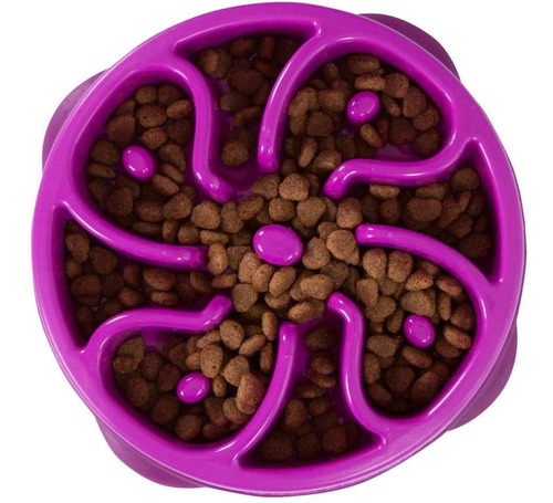Comedero Para Perro De Comida Lenta Tipo Flor Purpura Mini