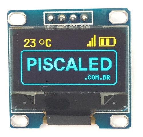Display Oled 128x64 0.96 I2c Azul Amarelo Para Arduino
