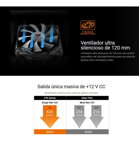 Imagen 6 de 9 de Fuente De Alimentacion Gamer Cougar Vtk 400w