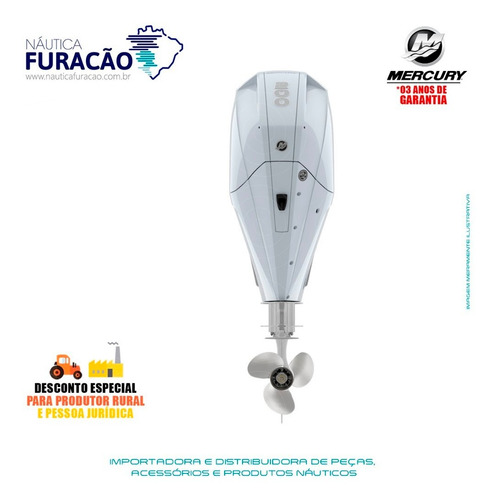 Motor De Popa Mercury 4 Tempos 200hp Xl Efi V6 Mec Branco