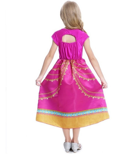 Imagem 2 de 9 de Fantasia Princesa Jasmine Pink Aladin Coroa Varinha Luvas
