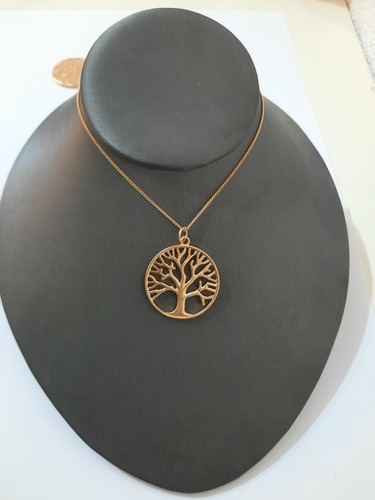 Collar En Chapa De Oro Con Dije De Árbol De La Vida