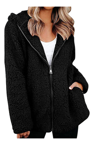 Chaqueta T Para Mujer, Manga Afelpada, Con Capucha Y Cremall