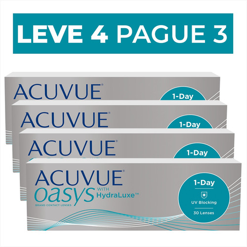 Lentes De Contato Acuvue Oasys 1-day Hydraluxe Leve 4 Pague3