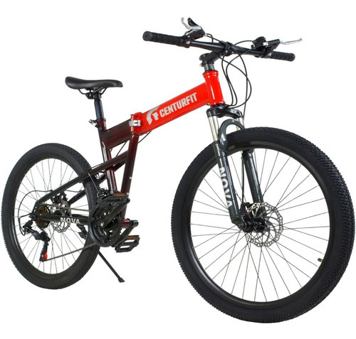 Bicicleta Plegable De Montaña R26 21 Vel Freno De Disco Color Rojo