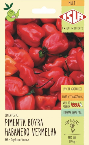 Sementes De Pimenta Boyra Habanero Vermelha 200 Sementes