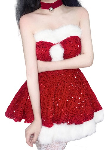 Sexy Disfraz De Fiesta De Navidad De Mujer Con Lentejuelas