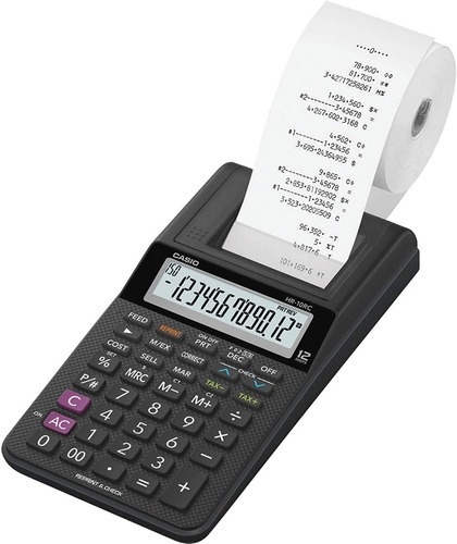 Calculadora Casio Hr10rc Con Impresora + Transformador 220v. Color Negro